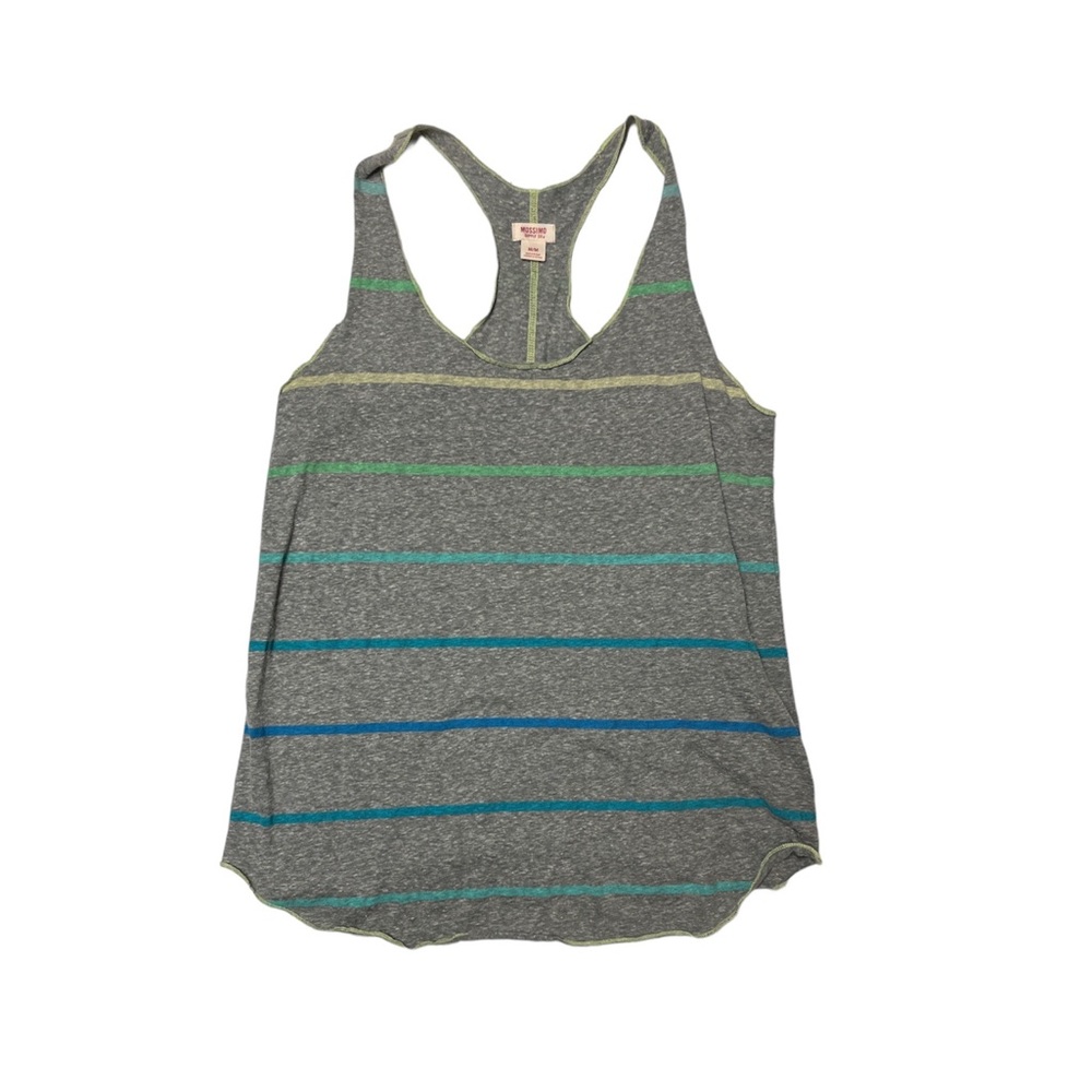 NWOT never worn racer back tank top, gray with ombré striping. Size: Medium